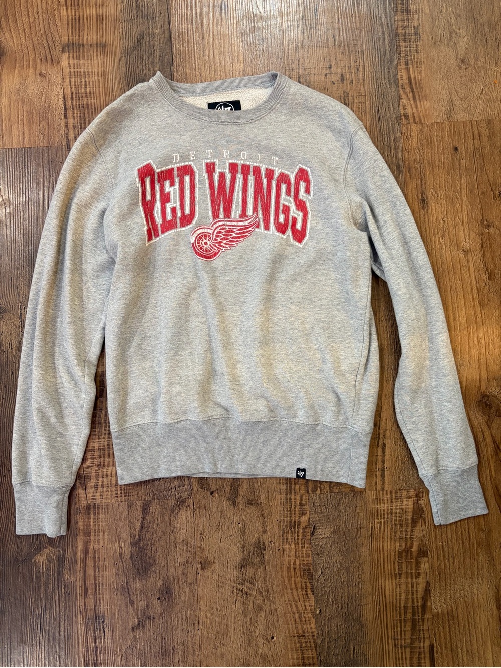 '47 Detroit Red Wings Gray Crewneck with Red Logo